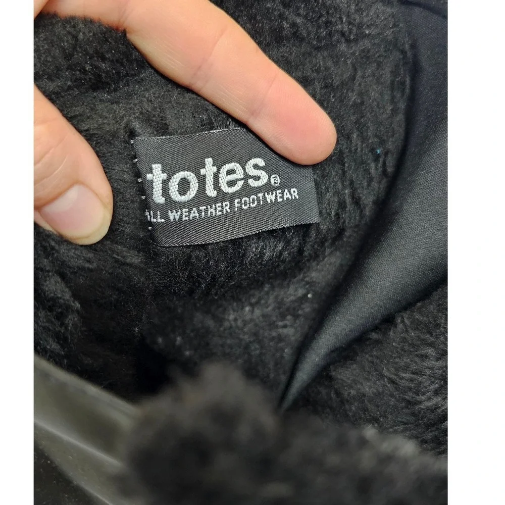 Totes Elsa-T Black Quilted Faux Fur Lined Winter Boots Womens 9W 100-0809